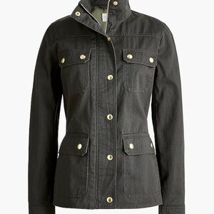 J. Crew Field Jacket women’s size small in moss brown. zipper and snap up.
